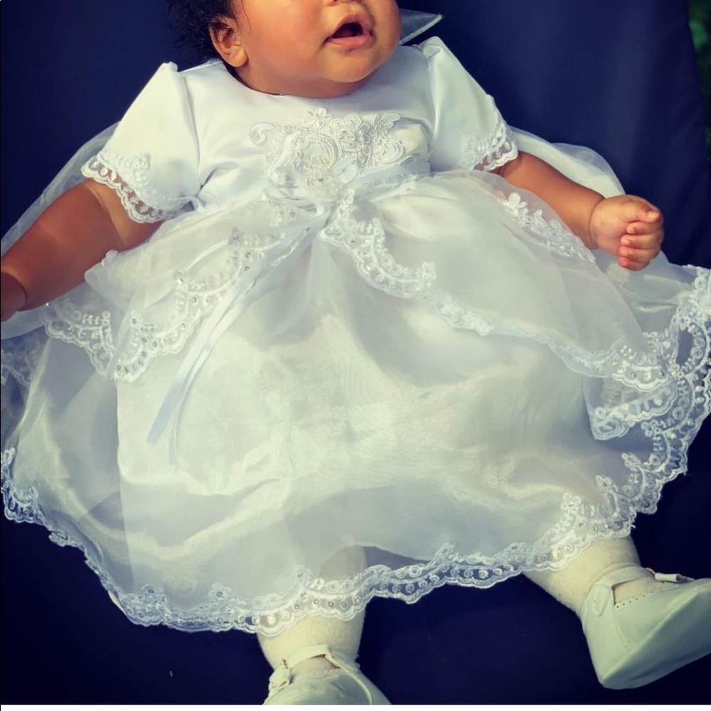 Size 12 M white baby communion dress